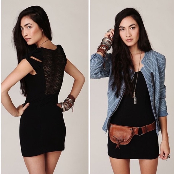 FREE PEOPLE “Coraline” Black Lace Back Mini Dress - Picture 3 of 10